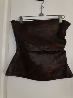 Zara Brown leather tube top